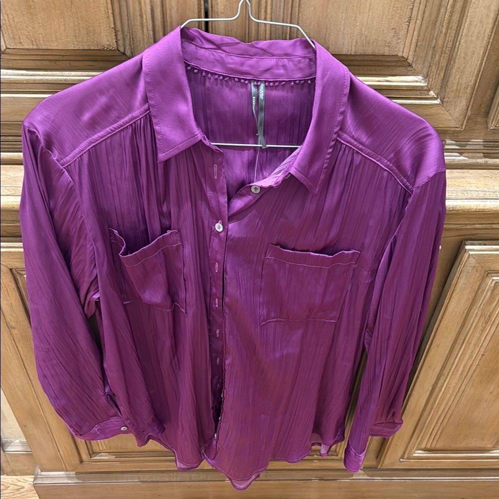 Purple Button-Up Blouse Anthro